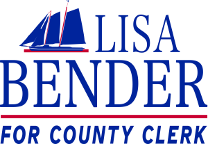 Logo for the Bender for County Clerk Campaign with a Sailboat and "Lisa Bender for County Clerk" text
